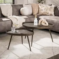 Hoyz Collection salontafel contour driehoekig set van 2 brons liquid metal