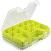 PlasticForte Opbergkoffertje/opberg/sorteerbox - 21-vaks - kunststof - groen - 28 x 21 x 6 cm - Opbergbox
