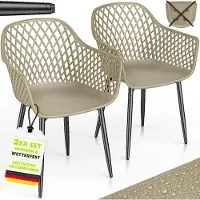 Tillvex Tuinstoel 2-delige set weerbestendig met armleuning | Buitenstoelen belastbaar tot 120 kg | Tuinstoelen UV-bestendig | Terrasstoel tuinmeubelen terras balkon buiten tuin
