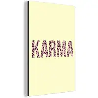 MuchoWow Aluminium schilderij 120x180 cm - Wanddecoratie metaal - Karma - Luipaardprint - Geel - Metalen muurdecoratie woonkamer - Decoratie industrieel - Foto op dibond - Industriële accessoires slaapkamer
