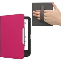 Kwmobile flip cover geschikt voor Kobo Clara BW / Colour - Case met magnetische sluiting en handvat - Hoes voor e-reader in neon roze - design