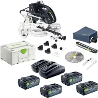 Festool KAPEX KSC 60 EB-Basic accu-afkort- en trekzaag 18 V / 36 V 216 mm borstelloos + 4x accu 8,0 Ah + dubbele lader + Systainer