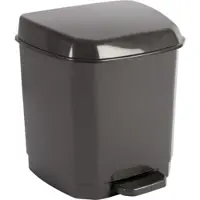 Hega hogar Afvalemmer/afvalbak donkergrijs met pedaalemmer klep 7 liter 25 x 29 x 29 cm - Pedaalemmers