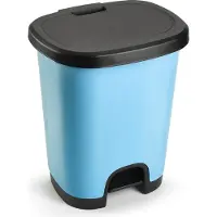 PlasticForte vuilvisbak Pedaalemmer - lichtblauw/zwart - 18 liter - 33 x 28 x 40 cm - kunststof - afval - Pedaalemmers