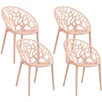 CLP Hope 4er Set stapelbare Tuinstoelen - Weerbestendig & UV-bestendig - Kunststof Stoelen met Armleuningen - Modern Design - roze