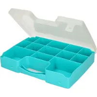 PlasticForte 1x Opbergkoffertje/opbergboxen met kliksluiting 13-vaks blauw - Opbergbox
