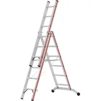 Hymer multifunctionele ladder met wandgeleiders, 3x6 treden/stappen