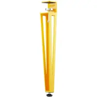 Sotech F-vormige tafelpoot, hoogte 464 mm, geel conisch verstelbaar van 70 tot 40 mm met klemschroef (zonder boren) voor salontafel, salontafel, bank