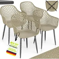 Tillvex Tuinstoel 4-delige set weerbestendig met armleuning | Buitenstoelen belastbaar tot 120 kg | Tuinstoelen UV-bestendig | Terrasstoel tuinmeubelen terras balkon buiten tuin