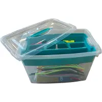 PlasticForte Hobby opbergbox - 22L - blauw - 29 x 45 x 28 cm - met inlegtray - knutselspullen opbergen