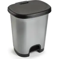 PlasticForte vuilvisbak Pedaalemmer - zilver/zwart - 18 liter - 33 x 28 x 40 cm - kunststof - afval - Pedaalemmers