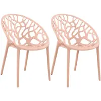 CLP Hope 2er Set stapelbare Tuinstoelen - Weerbestendig & UV-bestendig - Kunststof Stoelen met Armleuningen - Modern Design - roze