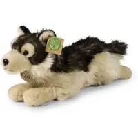 Rappa ECO knuffel wolf 38 cm - realistische knuffel van recyclede PET flessen - zwart creme