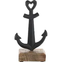 Cepewa Scheep/schip anker beeld - 11 x 17 cm - maritieme home decoraties - aluminium/hout - Beeldjes