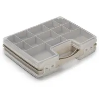 PlasticForte Opbergkoffertje/opberg/sorteerbox - 21-vaks - kunststof - taupe - 28 x 21 x 6 cm - Opbergbox