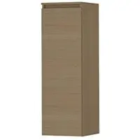 Ink Badkamerkast - 35x37x106cm - 1 deur - greeploos - houten keerlijst - 2 glazen planchettes - olijf eiken 1257433