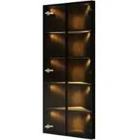 MODFU - Kast - Hoek Vitrinekast Met LED - Zwart - MDF En Glas - 62 X 35 X 160 Cm