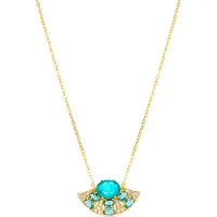 Luxenter Ketting van 925 sterling zilver en groene Paraiba hydrothermale kwarts met 18-karaats geelgoud afwerking - Kioly