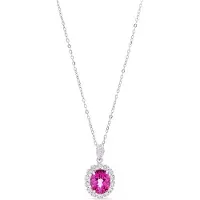 Luxenter 925 sterling zilveren ketting met natuurlijke roze topaas met rhodiumafwerking - Lirian
