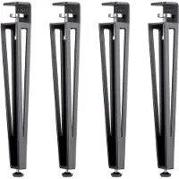 Sotech Set van 4 F-vormige tafelpoten, hoogte 464 mm, matzwart verstelbaar conisch 70-40 mm met klemschroeven (zonder boren) voor salontafel, salontafel, bank
