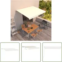 The Living Store Uitschuifbare luifel - 450 x 350 cm - crème - wit - gepoedercoat aluminium en polyester