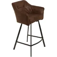 Invicta Retro barstoel LOFT 100cm antiek bruine barkruk met armleuning - 39082