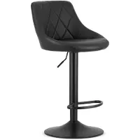 Leobert Barkruk AREX - Kunstleer Zwart, Mat Zwarte Basis, Rugleuning, Modern Design, Hoogte Verstelbaar, 360° Draaibaar, Max. 120 kg