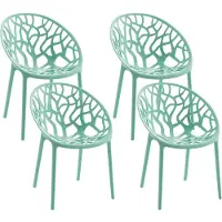 CLP Hope 4er Set stapelbare Tuinstoelen - Weerbestendig & UV-bestendig - Kunststof Stoelen met Armleuningen - Modern Design - lichtgroen