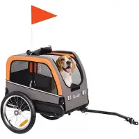 PawHut Fietstrailer voor Huisdieren-Oxford-stof, Staal-127,5L x 57,5B x 75,5H cm-Oranje