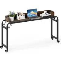 Costway Overbedtafel met wielen, verstelbare hoogte en lengte, verzorgingstafel met geluidsbarrière en metalen frame, bureau, computerbureau, laptoptafel
