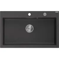 Mexen Elix granieten gootsteen 1-komorige 800 x 500 , zwart gespikkeld, sifon chroom - 6527801005-76