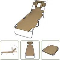 The Living Store Inklapbaar Ligbed - Tuin/Strand - 189x58x27cm - Taupe