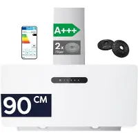 CIARRA VM9736KW - Schuine Afzuigkap 90 cm A+++ 650 m³/u - 4 Standen incl. BOOST, Wi-Fi & SensorTouch Bedieningmet LED