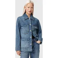 AllSaints Bex Denim Jacket Mid Indigo Maat: M | Spijkerjassen Outlet | Dames | Blauw