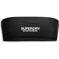 Superdry Dames Bandeau bikinitop met logo zwart (M), Strandkleding, Gerecycled polyester, Duurzaam W3010388A