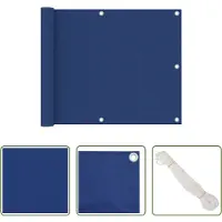 The Living Store Balkondecoratie - Balkonscherm - Balkonscherm 75x600 cm oxford stof blauw - Privacy Screen - Buitendecoratie - Terrasdoek