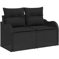 vidaXL Tuin Sofa met kussen Zwart 121 x 62 x 69cm poly rattan