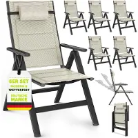 Tillvex Tuinstoel Hoge Rug 6 stuks met armleuningen & nekkussen | Klapstoel 7-voudig verstelbaar incl. bekleding | Campingstoel Inklapbaar, Weerbestendig & Ademend | Tuinstoelen Aluminium