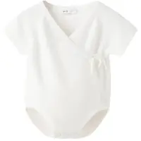 Mango romper - wit Jongens/Meisjes Katoen V-hals Effen - maat 62