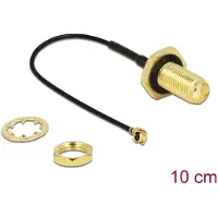 DeLOCK MHF I (v) - SMA (v) kabel met afdichtring - Micro Coax (1,13 mm) - 50 Ohm / zwart - 0,10 meter