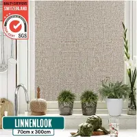 Homewell Raamfolie HR++ 70x300 - Isolerend & Zonwerend - Anti inkijk - Statisch - Linnenlook Koffie