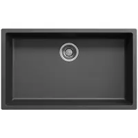 Pure.Sink Zwarte grote spoelbak 70x40cm onderbouw opbouw en vlakbouw met rvs plug 1208956400