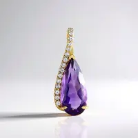Cavill - Zilveren hanger - 925 Sterling Zilver Verguld - 3,93 ct Marokkaanse Amethist Peervormig - Zirkon Pavé 0,337 ct - Elegant Paars