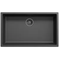 Pure.Sink Zwarte grote spoelbak 70x40cm onderbouw opbouw met gun metal plug 1208968041