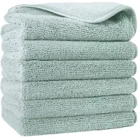Famanu - Premium microvezel washanddoek – niet-pluizend – 6 stuks – groen – 33 x 33 cm