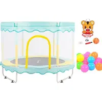 FOXSPORT Kinder Trampoline - Trampoline met Elastieken - Outdoor - Buitenspeelgoed - Trampoline met veiligheidsnet - 110 cm Veiligheidsnet - 150 cm - Blauw