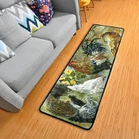 Famanu – Keukenmat haan en kip vintage landelijk leven zacht keukentapijt badtapijt antislip deurmatten grote loper tapijt 182 x 60 cm