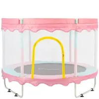 FOXSPORT Kinder Trampoline - Trampoline met Elastieken - Outdoor - Buitenspeelgoed - Trampoline met veiligheidsnet - 110 cm Veiligheidsnet - 150 cm - Roze