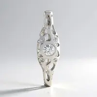 Cavill - Zilveren Hanger - 925 Sterling Zilver Geplatineerd - Cambodjaanse Zirkoon 1,318 ct - Elegant Filigraan Design Dames