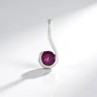 Cavill - Zilveren Hanger - 925 Sterling Zilver Gerhodineerd - Naktamunda Rhodoliet 0,519 ct Rond - Modern Minimalistisch Sieraad - 17x7 mm